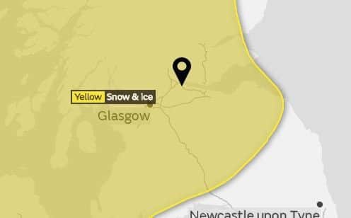 A yellow warning for snow and ice is in place from Monday evening to Wednesday evening.