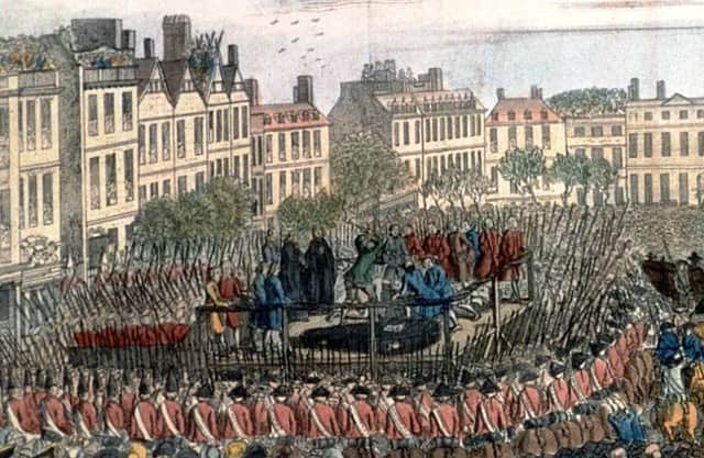 The execution of the Earl of Kilmarnock in London which drew a huge crowd.