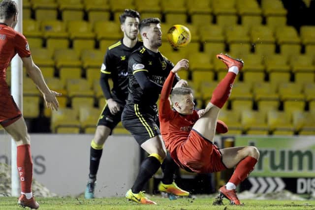 Nelson was in action in the William Hill Scottish Cup against the West Lothian side. Picture Michael Gillen.
