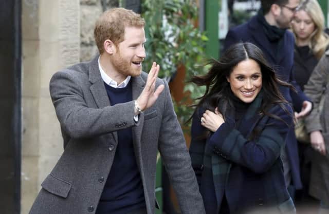 Prince Harry and Meghan Markle at the Social Bite in Edinburgh during their first official joint visit to Scotland. February 13 2018.