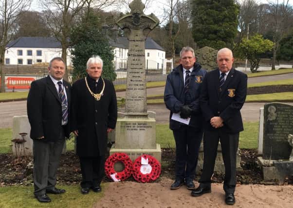 Representatives from ASA Scotland's Falkirk and Perth and Kinross branches, including Cllr James Kerr (chairman of Falkirk branch) and Provost Billy Buchanan (honorary member of Falkirk branch) were present at the memorial service.