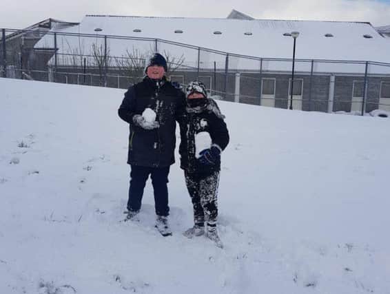 Picture submitted by Loza Duff, the boys enjoying snow in Carronshore