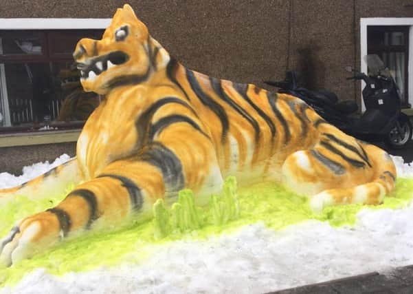 The finished Dock Street snow tiger