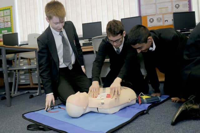 Personal and Social Education students at Braes High received hands-on CPR and defibrillator training