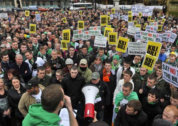 Flashback to 2011, and a Celtic supporters' demonstration against the  proposed new football laws - which are now to be repealed in April.