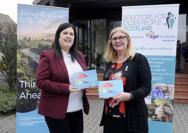 Picture: Michael Gillen. Vivienne Malcolm, of Solicitors For Older People Scotland with Susan High, Stratrhcarron Hospice.