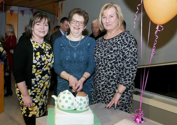 Left to right, Marie Manzi, centre head; Wendy Dick 54, centre user; and Liz MacMillan, former centre head
