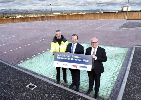 From left: John Divers, Falkirk Council road and bridge design officer, Peter OConnell, ScotRails head of commercial development and Michael Hall, car park manager at ScotRail
