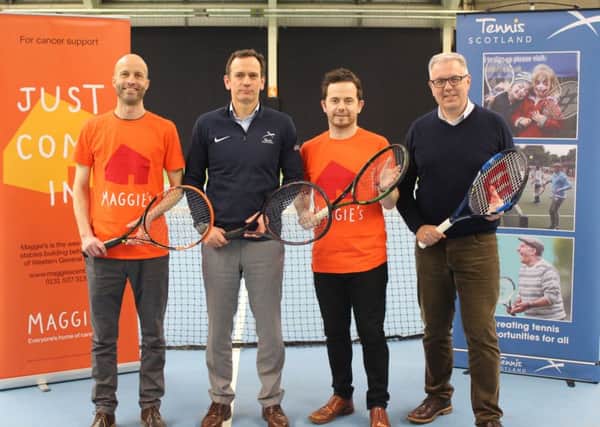 Pete Fox, left, was delighted to join Maggie's and Tennis Scotland for the launch of the new partnership - which he sees as "the most fitting partnership" to his late wife, star tennis coach Annette Fox