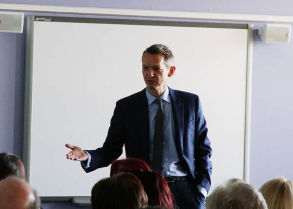 Bank of England chief economist Andy Haldane at Forth Valley College.