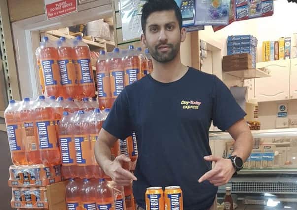 Day-Today Express shopkeeper Jawad Javed stocked up on close to 5000 litres of full-sugar Irn-Bru