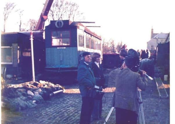 A television crew visited Heather Dea's Slamannan home in the 1970s to see the tram up close