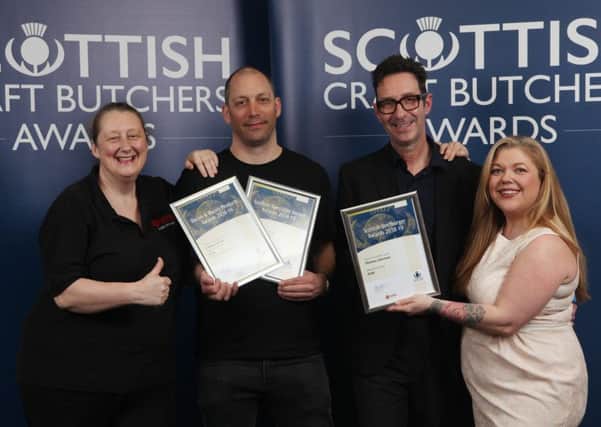 Pictured at the Awards ceremony are, from left, Judith Johnston (Lucas Ingredients), Steven Brown (R Brown & Son), Rod Gillie (T Johnston) and Nicole Ingram (TPS Scotland)