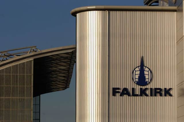 Falkirk FC badge adorns the Falkirk Stadium. Picture Michael Gillen.