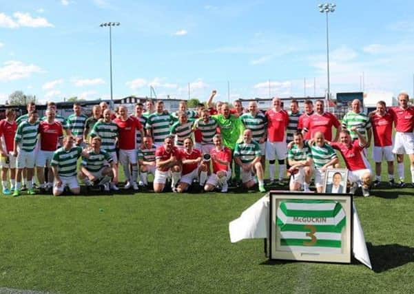 Relatives, friends and old St Mungo's High teammates took to the pitch in memory of Ryan McGuckin