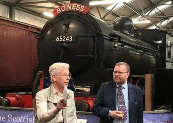 Martyn Day MP opening Somme exhibition at Bo'ness railway museum.