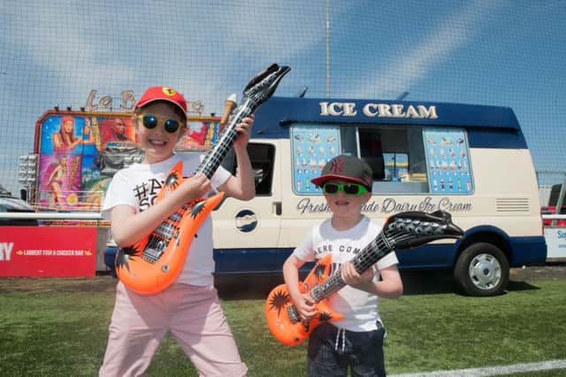 Kristo Stewart aged 8 and Ethan Kidd aged 5 at the family fun day.  Pics: Jamie Forbes.