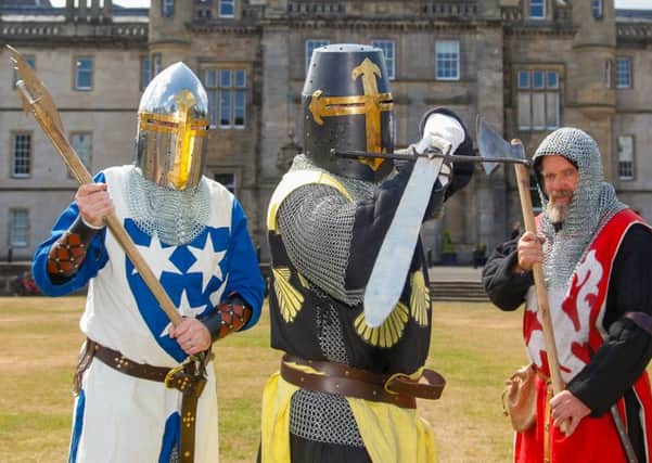 Three famous names from Scotland's gory medieval past - left to right Sir Andrew de Moray, Sir John de Graeme and Sir William Wallace.