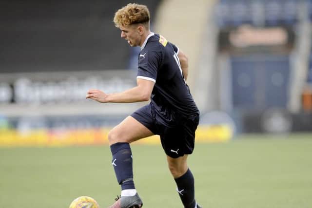 Russell in action against Airdrieonians at The Falkirk Stadium