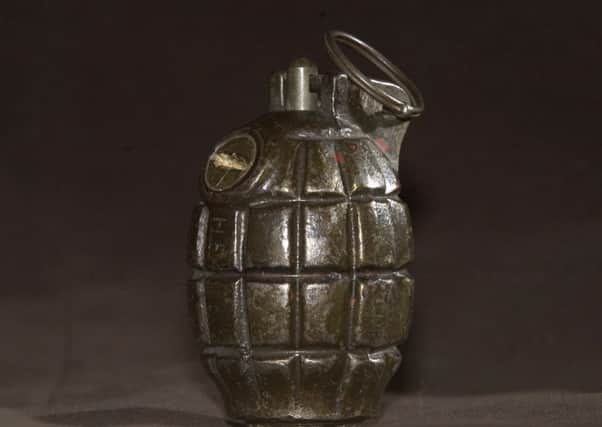 A real hand grenade, from the collection of the National War Museum in Edinburgh.