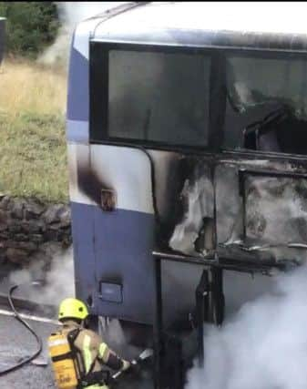 The Scottish Fire and Rescue Service were called out to a fire on a double decker bus in Allandale shortly after 8pm on Monday. Photo credit: Graeme Bell