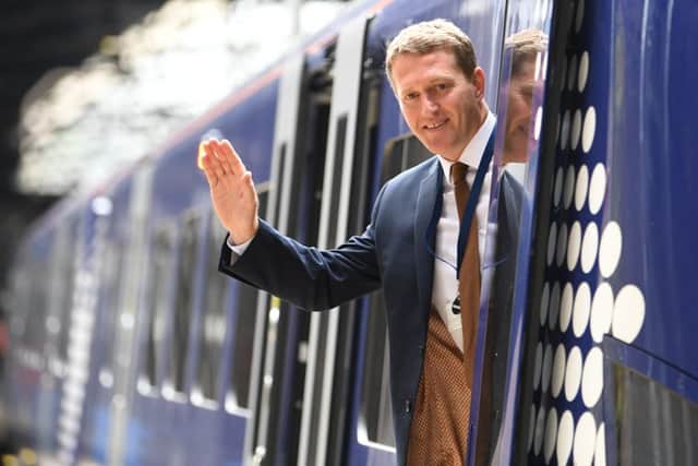 Scotrail managing director Alex Hynes aboard the solitary 385 train used last month to trail tomorrow's long-awaited arrival of the new fleet.