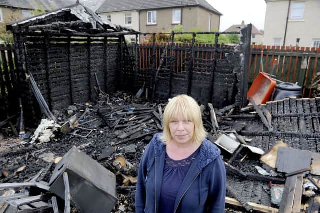Back garden set on fire twice in 18 months, this time garden comepletely destroyed. Margo Sturrock pictured.