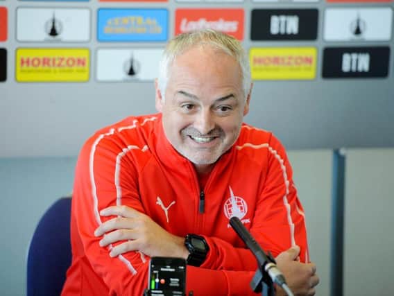 Ray McKinnon's first press conference as Falkirk manager (All photos: Michael Gillen)