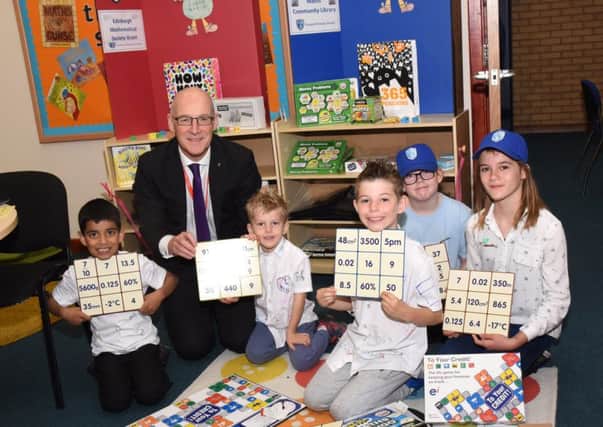 John Swinney opening the Maths Library at Victoria Primary School