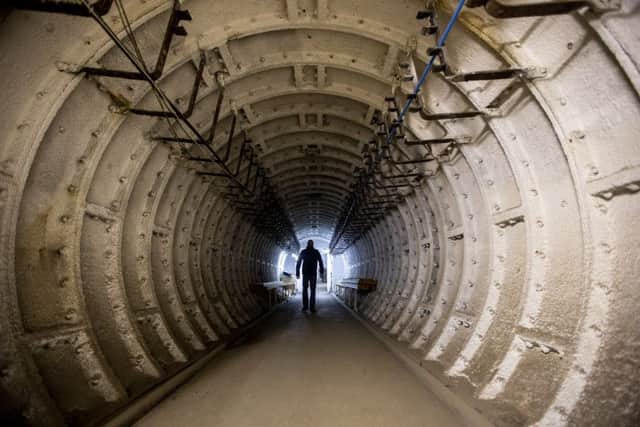 The entrance tunnel at Barnton Nuclear Bunker.