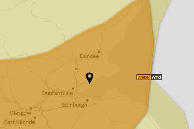 Storm Ali will hit central Scotland tomorrow, as the amber warning shows.
