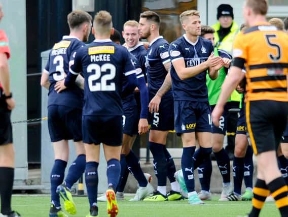 Falkirk players celebrate their victory