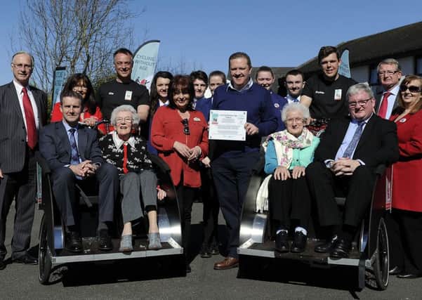 Politicians, Christine Bell from Communities Along the Carron, Lord Lieutenant Alan Simpson, volunteers and local pupils gathered last year for the launch of a ground-breaking cycling initiative.  Now Carrondale Care Home is in  the frame for the sector's top award.