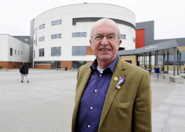 Fighting fit...Sandy McGill has nothing but praise for the team at Forth Valley Royal Hospital where he received bowel surgery after a cancer screening test. (Pic: Michael Gillen)