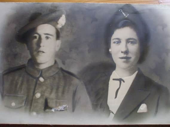 A  montage showing William in the Great War and Margaret, the daughterwho never got the chance to know him  - pictured a generation after the war.