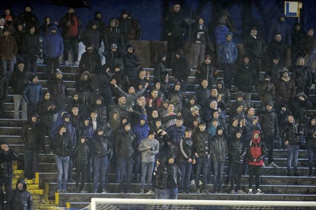 Falkirk fans in the rain as Cappielow last year