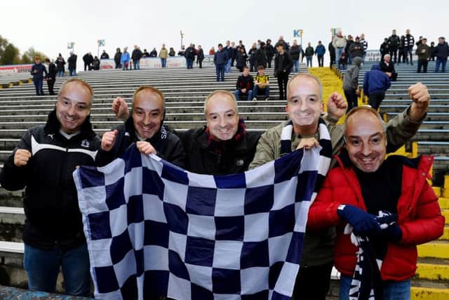 Falkirk fans gave their backing to the boss....    Picture Michael Gillen.