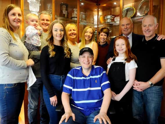 Friends and family gathered with Hagen in the boardroom pre-match. Picture Michael Gillen.