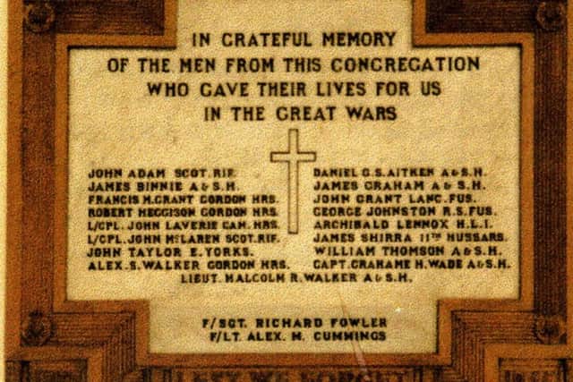 The roll of honour at Larbert West.