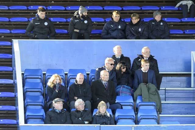 Falkirk directors took in the defeat at Queen of the South on Saturday. Picture Michael Gillen.