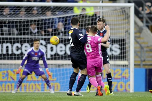 Craig Moore scored the winner for Ayr. Picture: Michael Gillen.