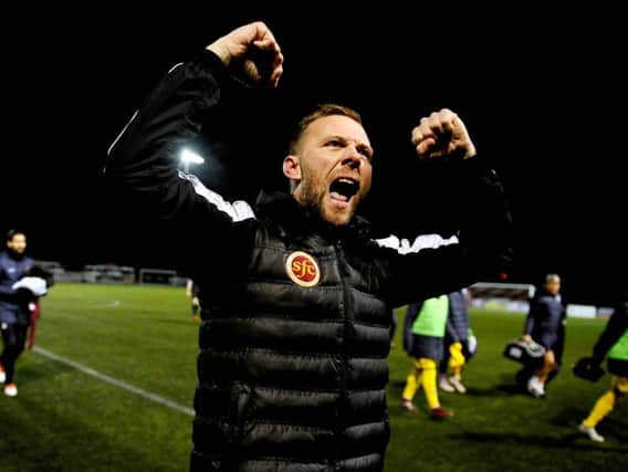 McMenamin celebrated his first win as Stenny boss against Falkirk on Saturday (Pic: Michael Gillen)