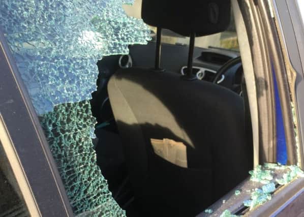 Terrance Maughan smashed a window and a windscreen of two cars