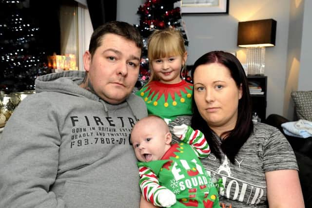 Dad, Darren; sister Amelia (4 ) and mum, Lauren, with baby Brooklyn