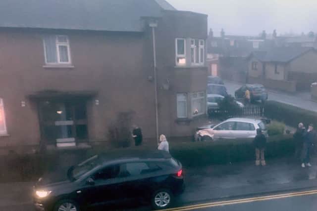 The car crashed into Louise Cowan's Tryst Road home. Picture Ian Donaldson