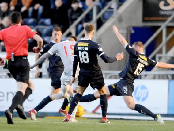 Myles Hippolyte hit the equaliser for Dunfermline. Picture Michael Gillen.