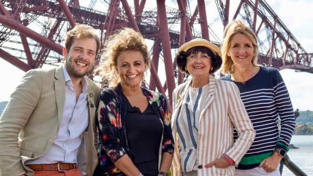 Showbiz pals Nadia Sawalha and Kaye Adams go antiques-hunting with Tim Medhurst and Anita Manning in Falkirk and other parts of Scotland