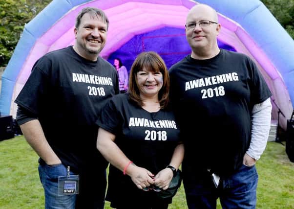 Enable's 'Awakening the Concert' was one of several successful events staged by the charity in Falkirk last year.  Pictured are 
Neil Kilgour, Enable Scotland, Falkirk branch chairman, Maureen Kilgour, Falkirk branch secretary and David Irvine from supporter Mears, Scottish Carer of the Year.