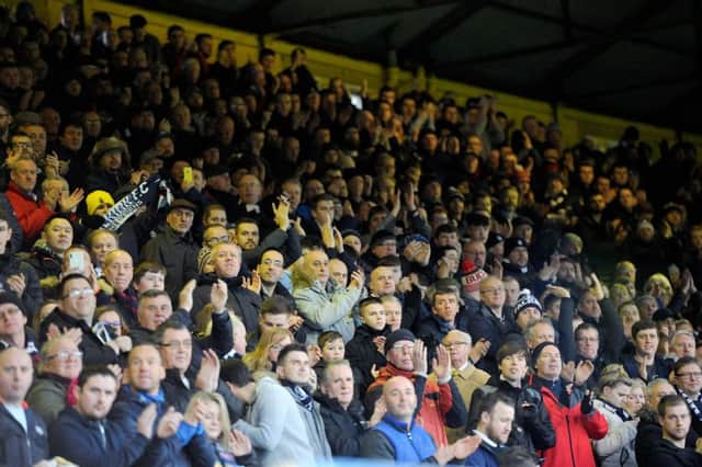 Falkirk fans at Firhill. Picture Michael Gillen.