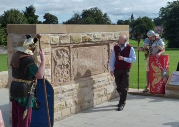 Opening the replica at Kinningars Park, the Bridgeness Tablet is the third object on Geoff Baileys historic local trail.